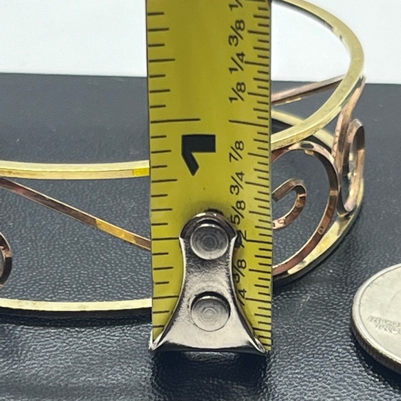 Harper 1/20 12k gold filled filigree open scroll cuff bracelet two tone gold - Picture 9 of 16